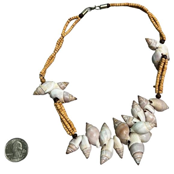 Vintage Shell Beach Choker Necklace Beaded 19” - Picture 2 of 5